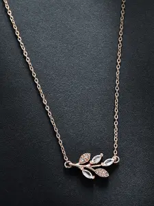 MINUTIAE Rose Gold Plated & White Brass Crystals Marquise Vine Pendant Necklace