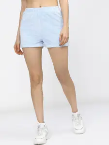 Tokyo Talkies Women Blue Solid High-Rise Regular Shorts