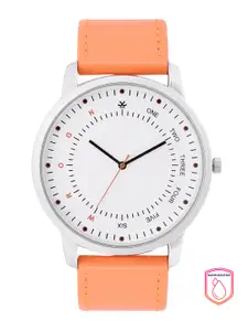 WROGN WROGN Men White Printed Dial & Orange Leather Straps Analogue Watch WRG00103B