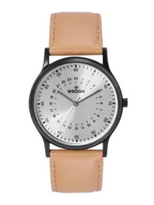 WROGN Men Silver-Toned Dial & Brown Leather Straps Analogue Watch WRG00105A