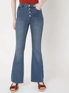 Vero Moda Women Blue Flared High-Rise Jeans
