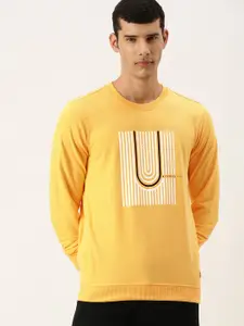 PETER ENGLAND UNIVERSITY Men Yellow Printed Sweatshirt