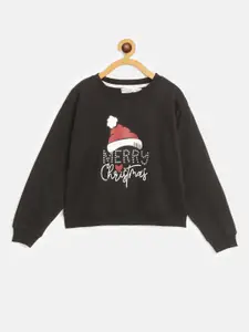 Noh.Voh - SASSAFRAS Kids Noh Voh - SASSAFRAS Kids Girls Black & White Christmas Print Sweatshirt
