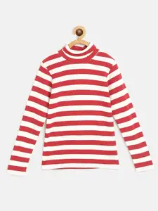 Noh.Voh - SASSAFRAS Kids Noh Voh - SASSAFRAS Kids Girls Red & White Striped Turtle Neck T-shirt