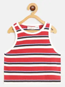 Noh.Voh - SASSAFRAS Kids Girls Red & White Striped Crop Fitted Top