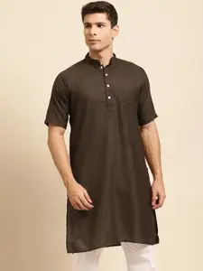 RAJUBHAI HARGOVINDAS Men Brown Solid Straight Kurta