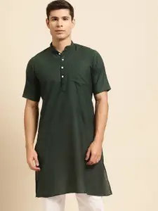 RAJUBHAI HARGOVINDAS Men Green Solid Straight Kurta