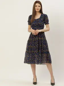 Slenor Women Multicoloured Georgette A-Line Maxi Dress