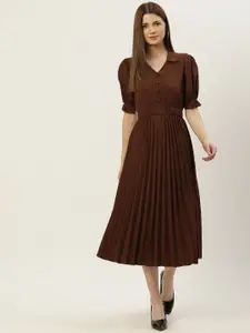 Slenor Women Brown Crepe A-Line Maxi Dress