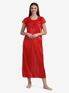 Sugathari Red Maxi Nightdress
