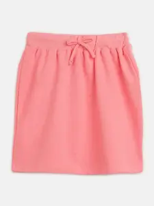 Noh.Voh - SASSAFRAS Kids Girls Pink Solid  A- Line Terry Mini Skirt