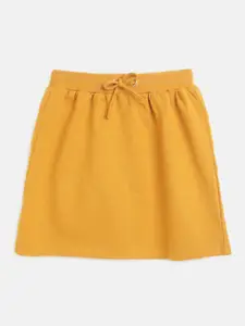 Noh.Voh - SASSAFRAS Kids Girls Mustard Yellow Solid A- Line Terry MIni Skirt