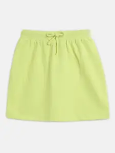Noh.Voh - SASSAFRAS Kids Girls Green Solid A- Line Terry MIni Skirt