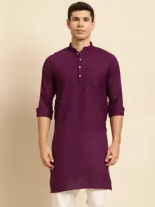 RAJUBHAI HARGOVINDAS Men Purple Solid Straight Kurta