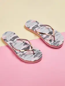 Ginger by Lifestyle Ginger by Lifestyle Women Beige & Black Printed Thong Flip-Flops