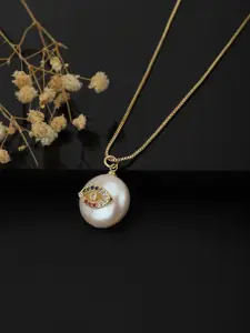 Carlton London Brass Cubic Zirconia Gold-Plated Necklace