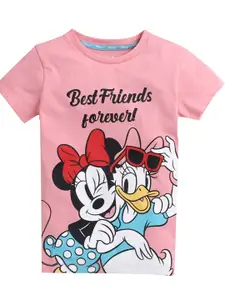 KINSEY Girls Pink Minnie & Daisy Printed T-shirt