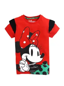 KINSEY Girls Red & White Minnie Mouse Pure Cotton T-shirt