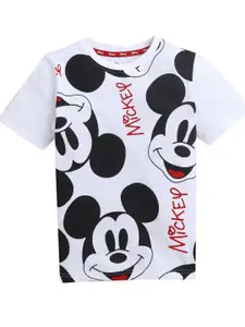 KINSEY Boys White Mickey Mouse Printed Bio Finish T-shirt
