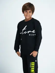 mackly Boys Black Printed Sweatshirt