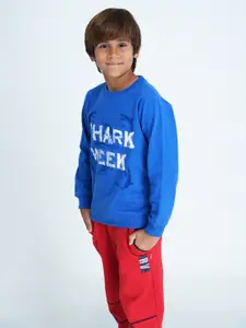 mackly Boys Blue Printed Sweatshirt