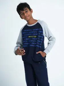 mackly Boys Navy Blue Printed Sweatshirt