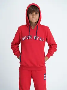 mackly Boys Red Hooded Sweatshirt