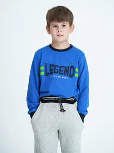 mackly Boys Blue Printed Round Neck Sweatshirt