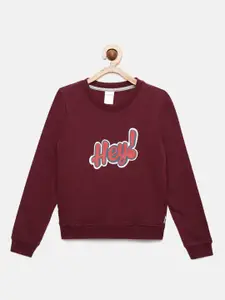 mackly Girls Maroon Sweatshirt