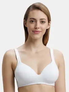 Jockey Wirefree Padded Cotton Full Coverage Lounge Bra with Included Bra Pouch-FE57
