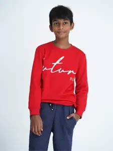 mackly Boys Red Printed Sweatshirt