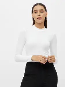 Harpa White Fitted Crop Top