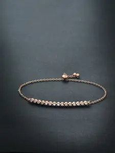 MINUTIAE Women Rose Gold & White Brass Crystals Handcrafted Rose Gold-Plated Link Bracelet