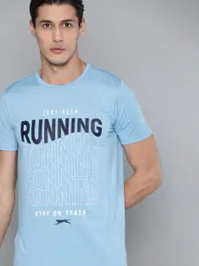Slazenger Men Blue Typography Printed Rapid-Dry T-shirt