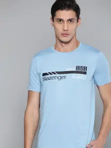 Slazenger Men Blue Brand Logo Printed Rapid-Dry T-shirt
