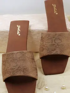 Gibelle Women Brown Printed Open Toe Flats