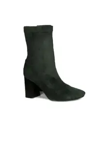 Saint G Grey Suede Block High-Ankle Heeled Boots