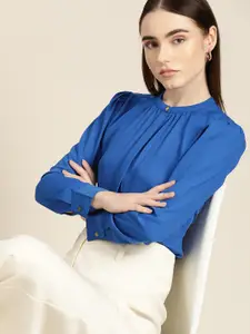 her by invictus Women Blue Solid Casual Shirt