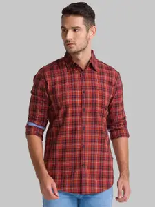 Parx Men Red Slim Fit Tartan Checks Opaque Checked Casual Shirt