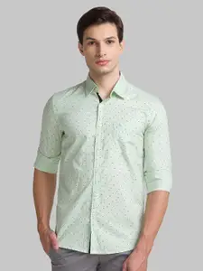 Parx Men Green Slim Fit Opaque Printed Casual Shirt