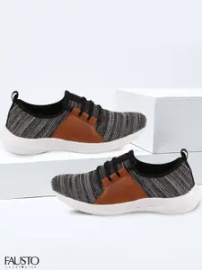 FAUSTO FAUSTO Women Grey & Brown Textured Running Shoes