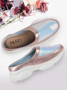 FAUSTO Women Pink Embellished Ballerinas with Laser Cuts Flats