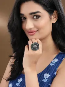 Rubans Elegant Design Oxidized Beautiful Antique Silver Plated Adjustable Finger Ring