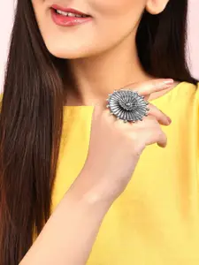 Rubans Women Silver Toned Oxidised Ring