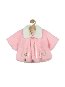 Lil Lollipop Girls Pink & White Embellished Button Shrug