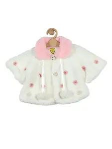 Lil Lollipop Girls White & Pink Embellished Button Shrug