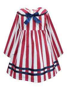 A.T.U.N. A T U N Red & White Striped A-Line Dress