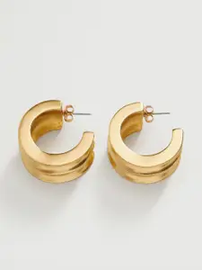MANGO Gold-Toned Circular Half Hoop Earrings