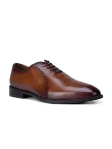 ROSSO BRUNELLO Men Brown Solid Leather Formal Oxfords