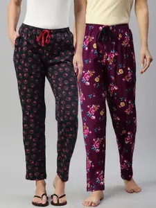 Kryptic Women Pack Of 2 Printed Pure Cotton Lounge Pants